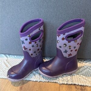 Purple Kids' Bogs Boots with bugs/ insects print, size 10
